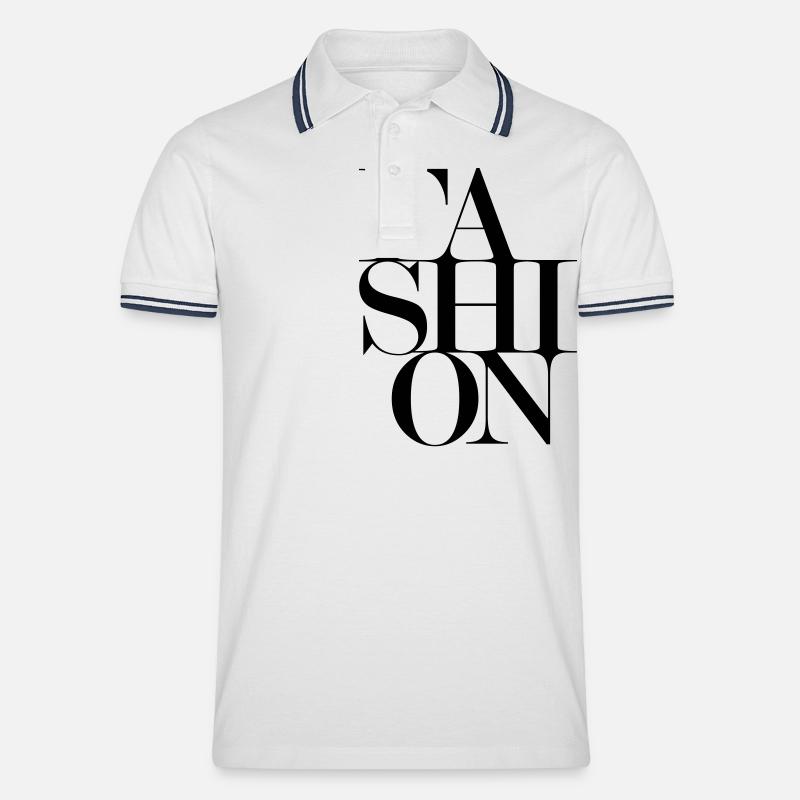 FASHION design - Men's Tipped Polo Shirt - white/navy