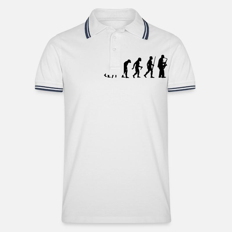 l'évolution du saxophone - Polo tipped Homme - blanc/marine