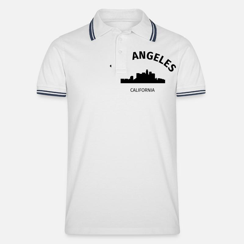 Los Angeles - Tipped pikétröja herr - vit/marinblå