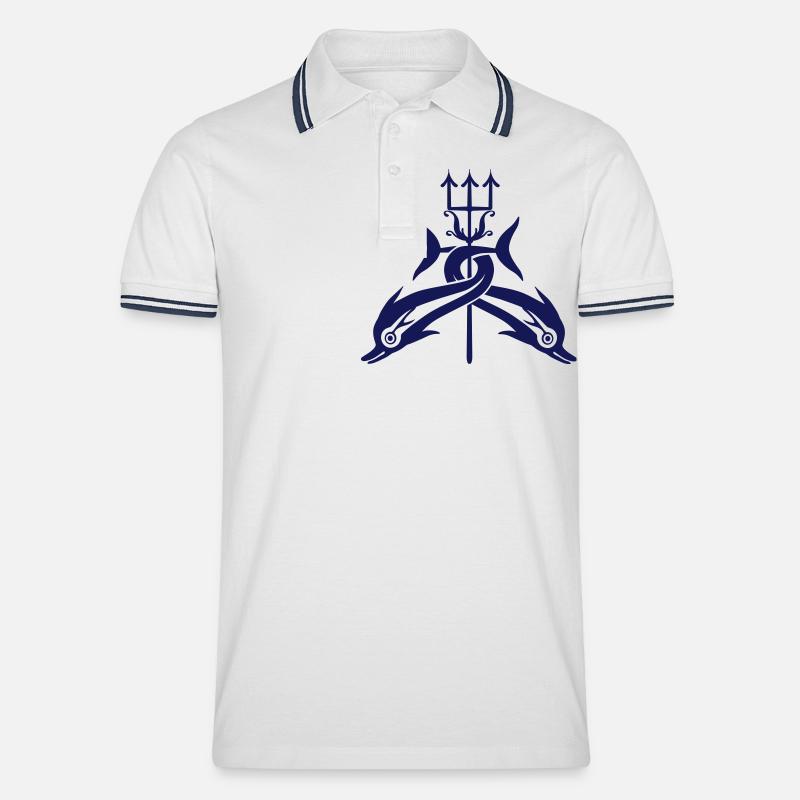 neptunus delfin - Männer Tipped Poloshirt - Weiß/Navy