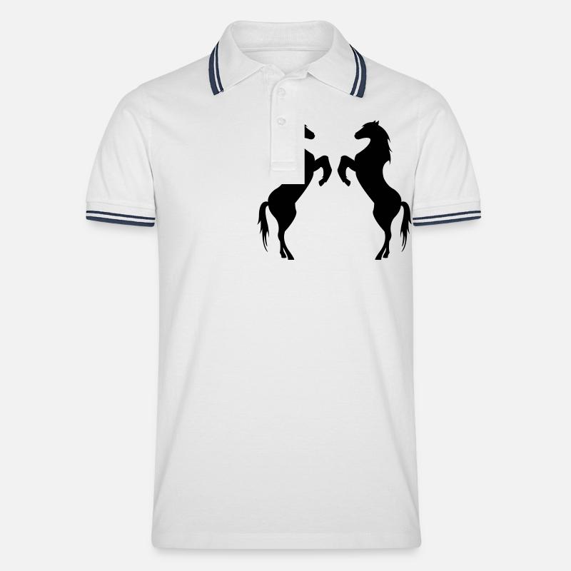 horse02 - Männer Tipped Poloshirt - Weiß/Navy
