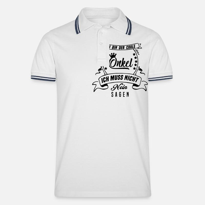 Cooler Onkel - Männer Tipped Poloshirt - Weiß/Navy
