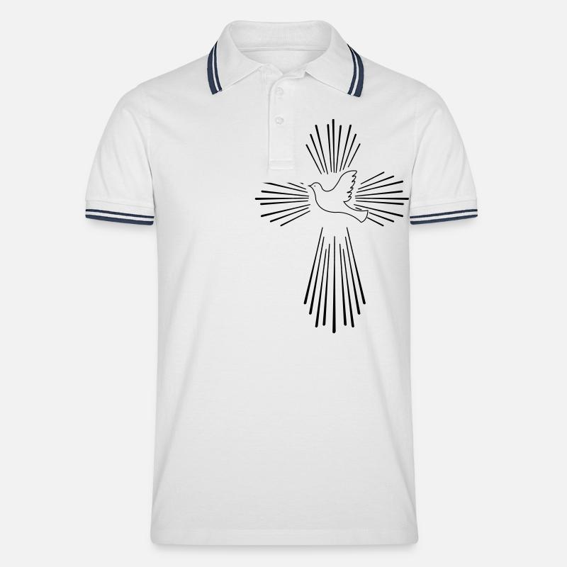 holy_ghost_01 - Männer Tipped Poloshirt - Weiß/Navy