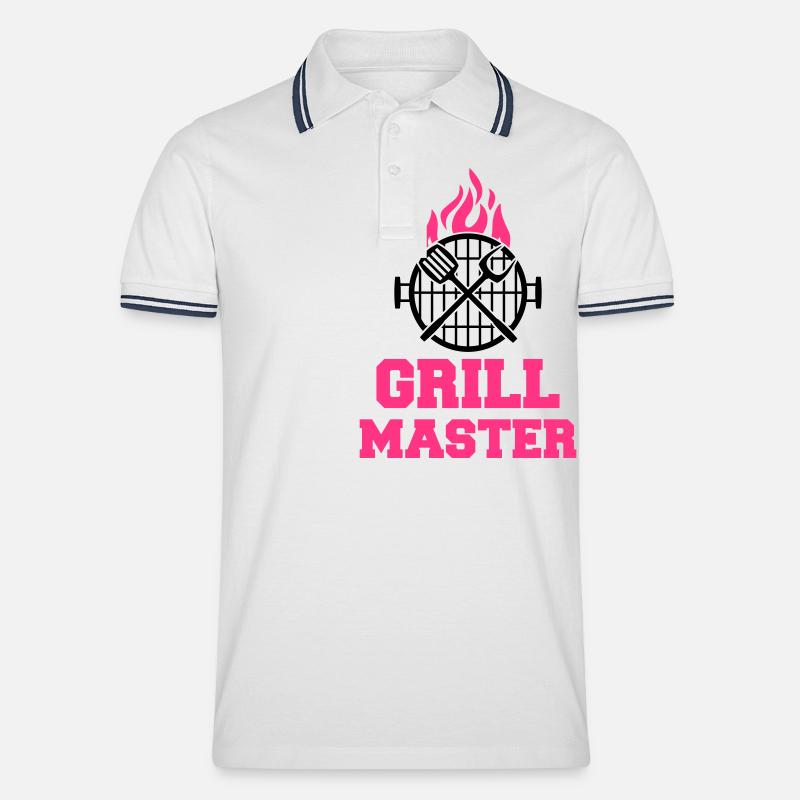 grill master - Männer Tipped Poloshirt - Weiß/Navy