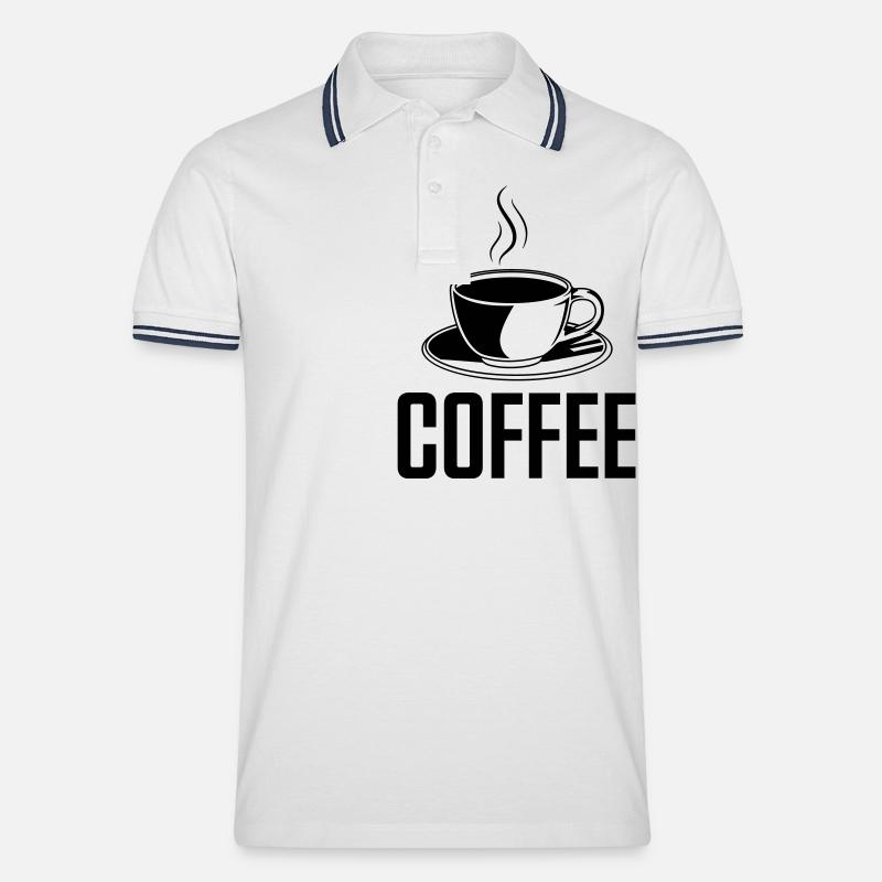 coffee - Männer Tipped Poloshirt - Weiß/Navy