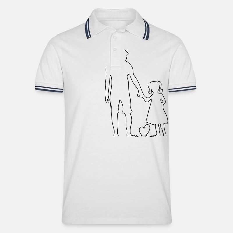 Vater und Tochter - Männer Tipped Poloshirt - Weiß/Navy