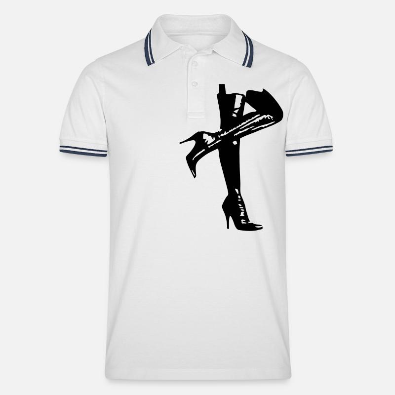 high heels - Männer Tipped Poloshirt - Weiß/Navy