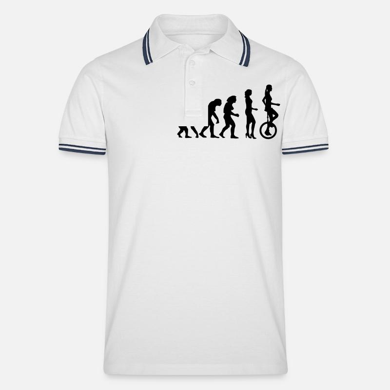 evolution_einradfahrerin_1c - Polo tipped Homme - blanc/marine