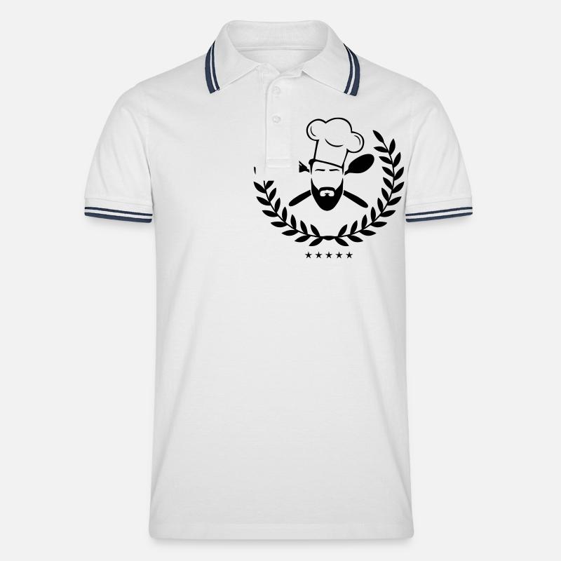 cook design - Männer Tipped Poloshirt - Weiß/Navy