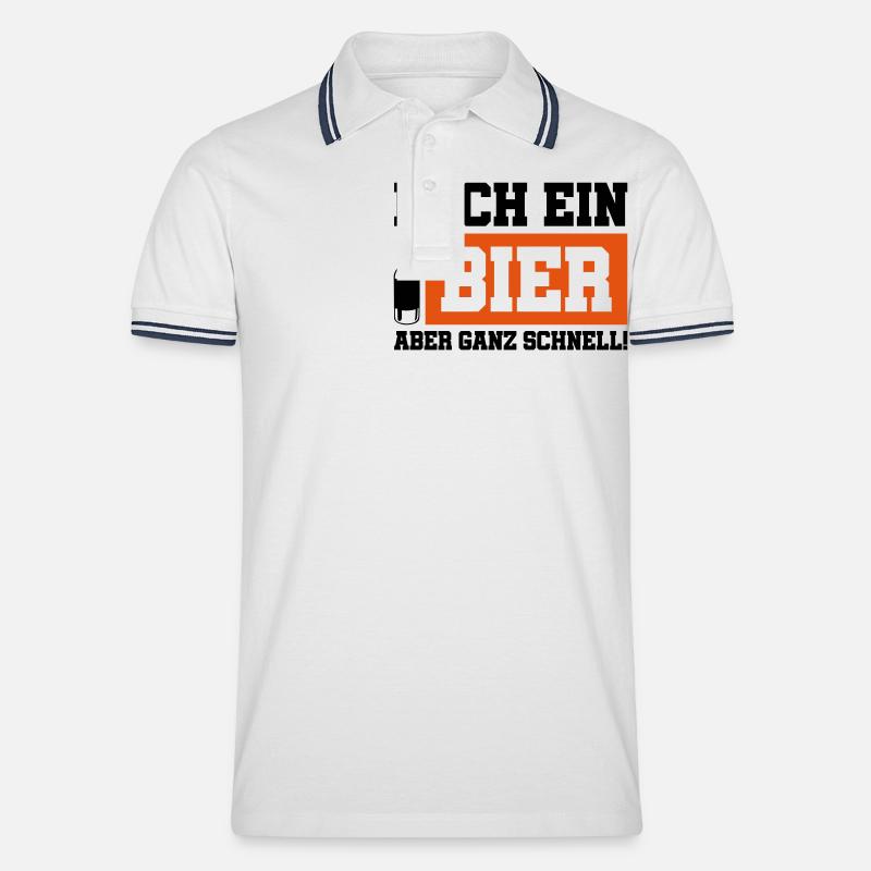 noch ein bier schnell - Männer Tipped Poloshirt - Weiß/Navy