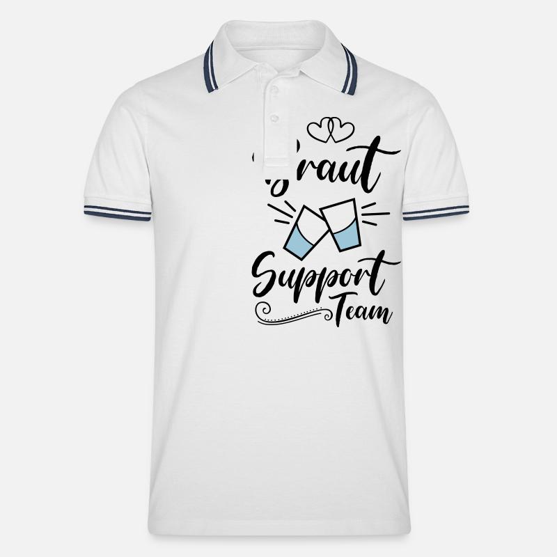 braut support team kurze - Männer Tipped Poloshirt - Weiß/Navy