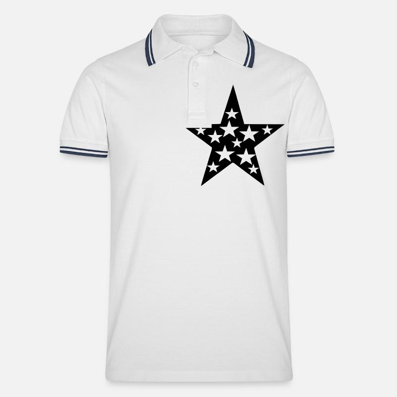 Stern - Männer Tipped Poloshirt - Weiß/Navy