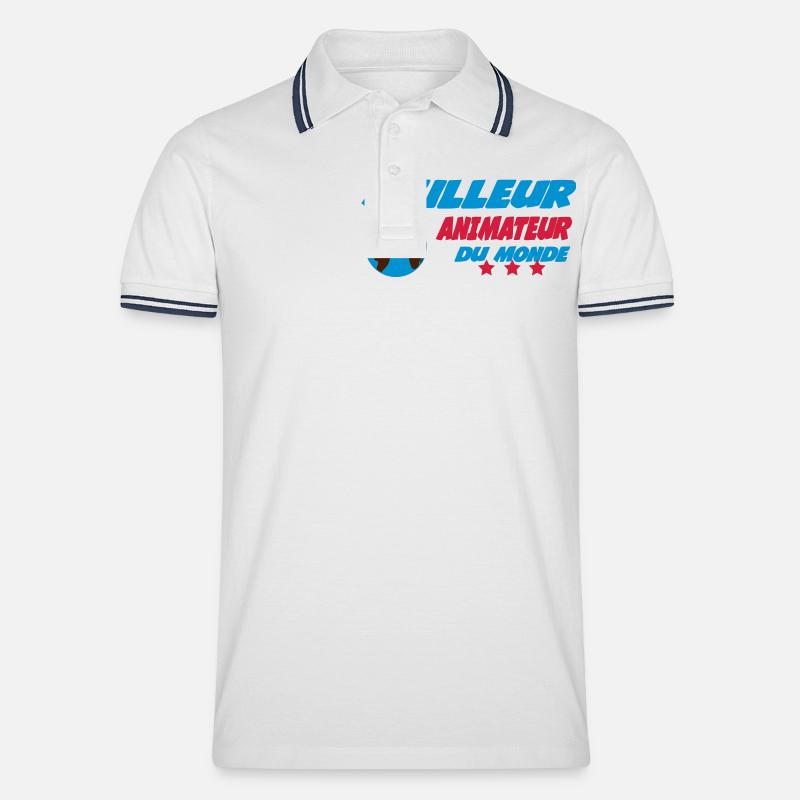 Meilleur animateur du monde - Männer Tipped Poloshirt - Weiß/Navy