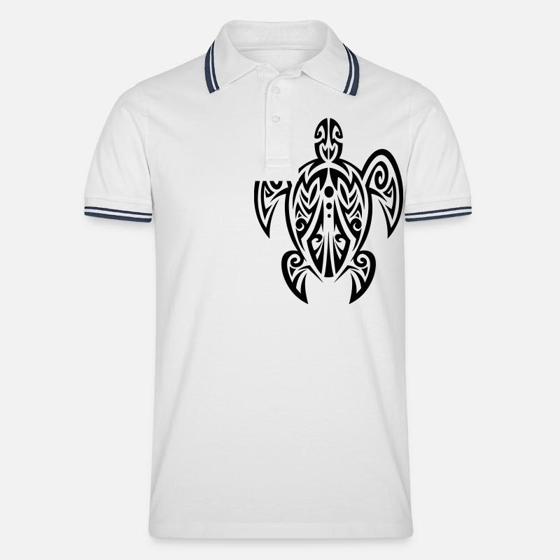 Turtle Tattoo - Männer Tipped Poloshirt - Weiß/Navy