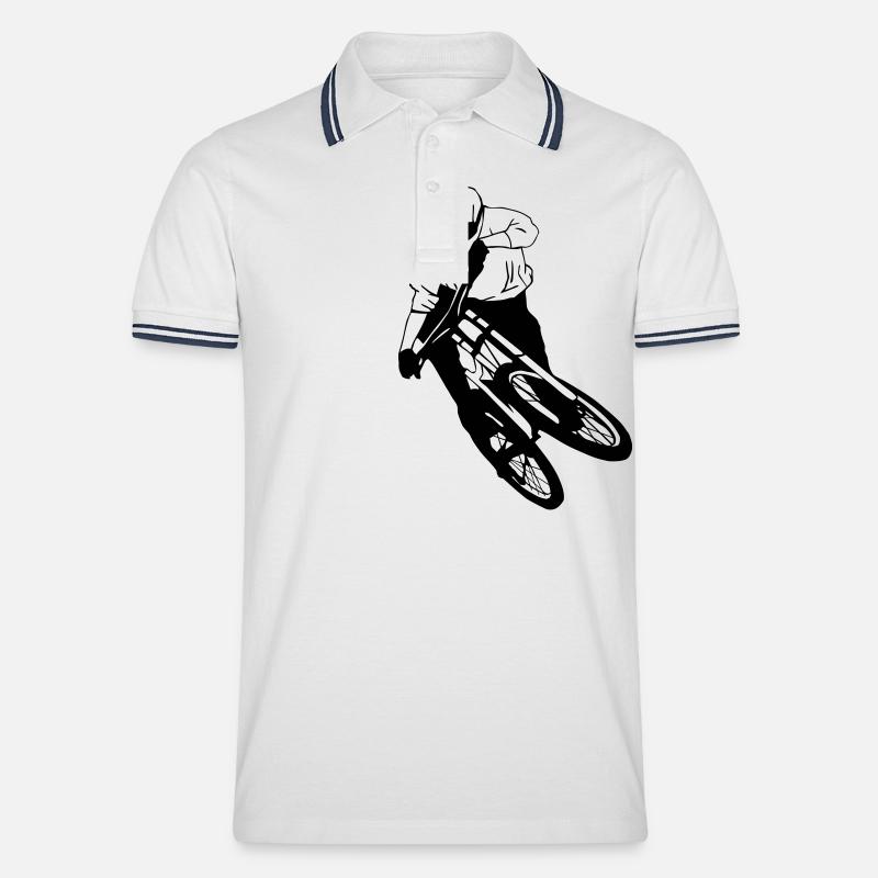 Downhill - Mountainbiking - Männer Tipped Poloshirt - Weiß/Navy