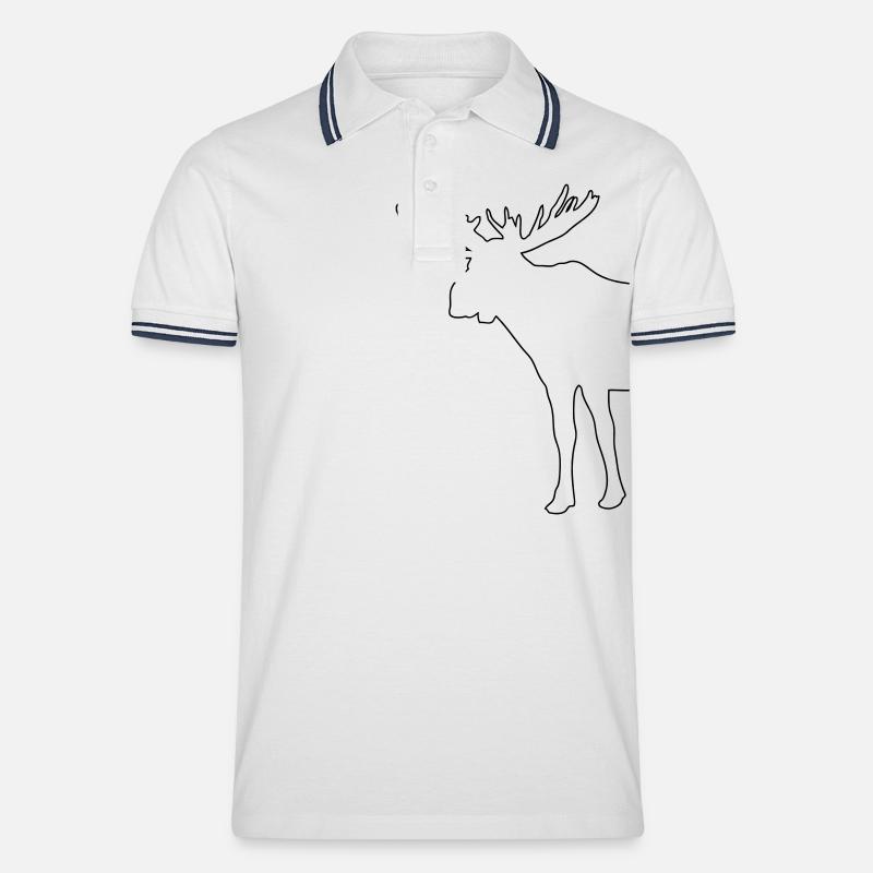 Elch - Moose - Männer Tipped Poloshirt - Weiß/Navy