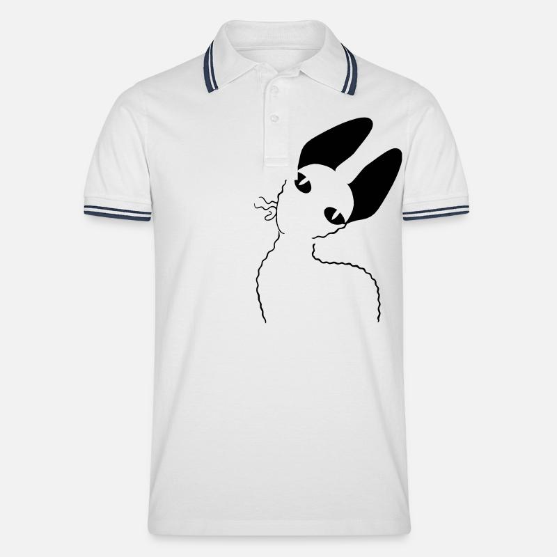 Cornish Rex - Männer Tipped Poloshirt - Weiß/Navy