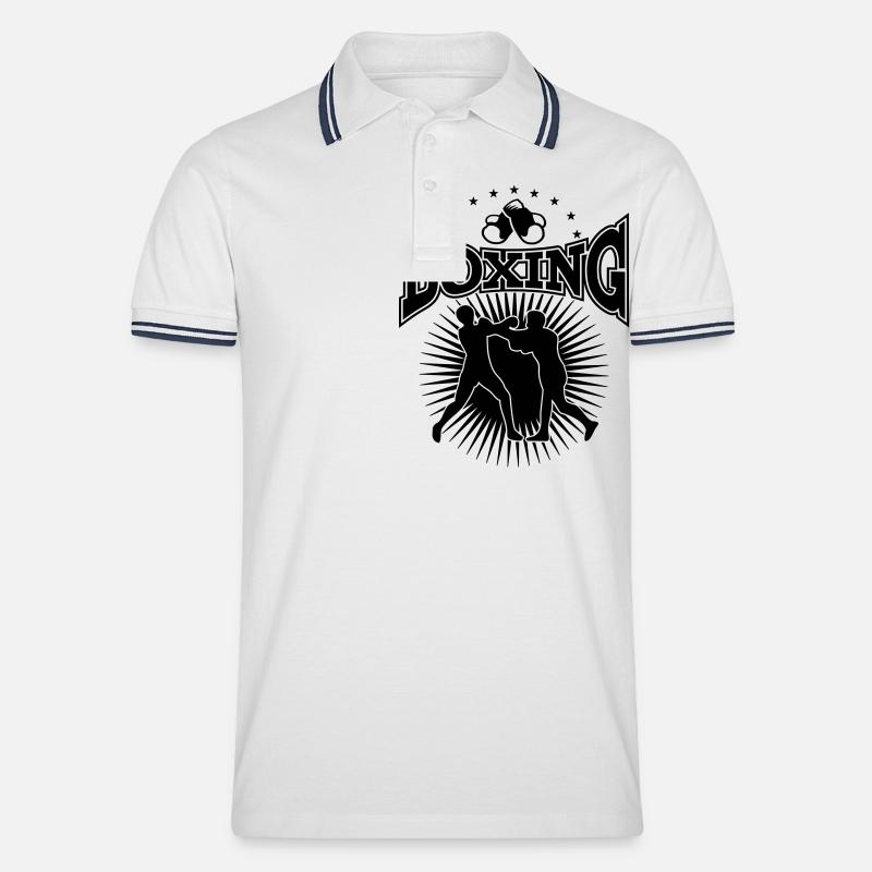 boxing - Männer Tipped Poloshirt - Weiß/Navy