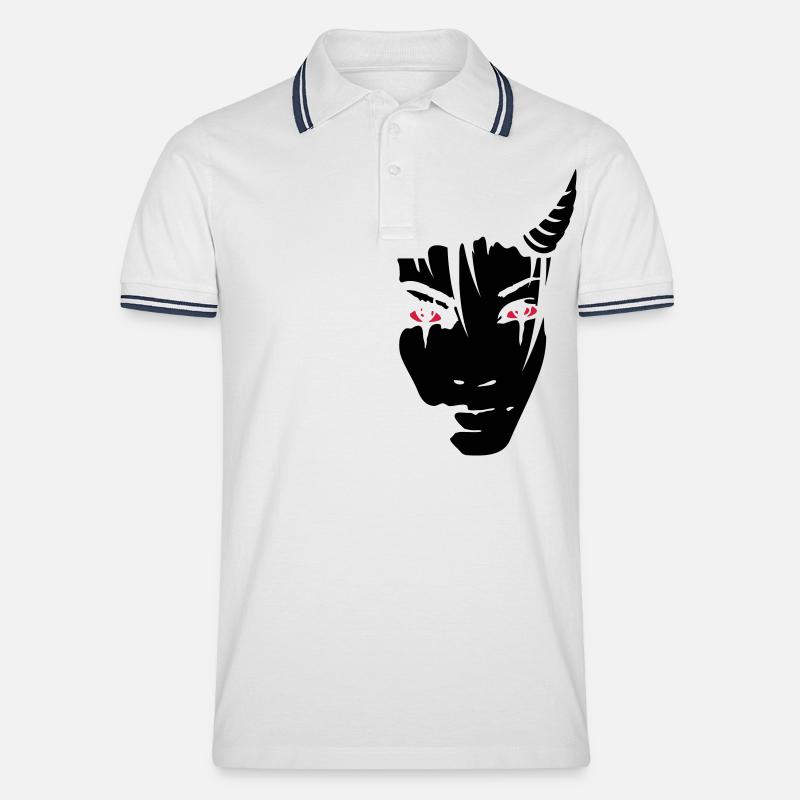 Devil girl - Männer Tipped Poloshirt - Weiß/Navy