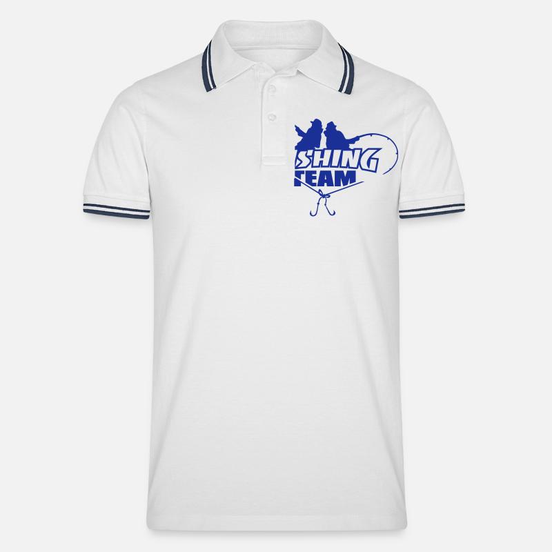 fishing_team2 - Männer Tipped Poloshirt - Weiß/Navy