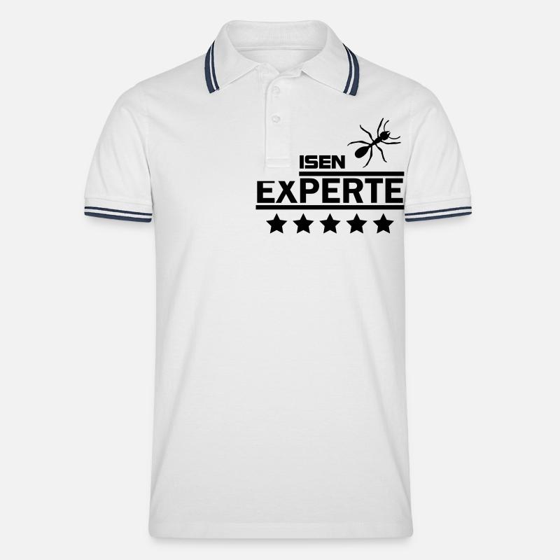 ameisen experte - Männer Tipped Poloshirt - Weiß/Navy