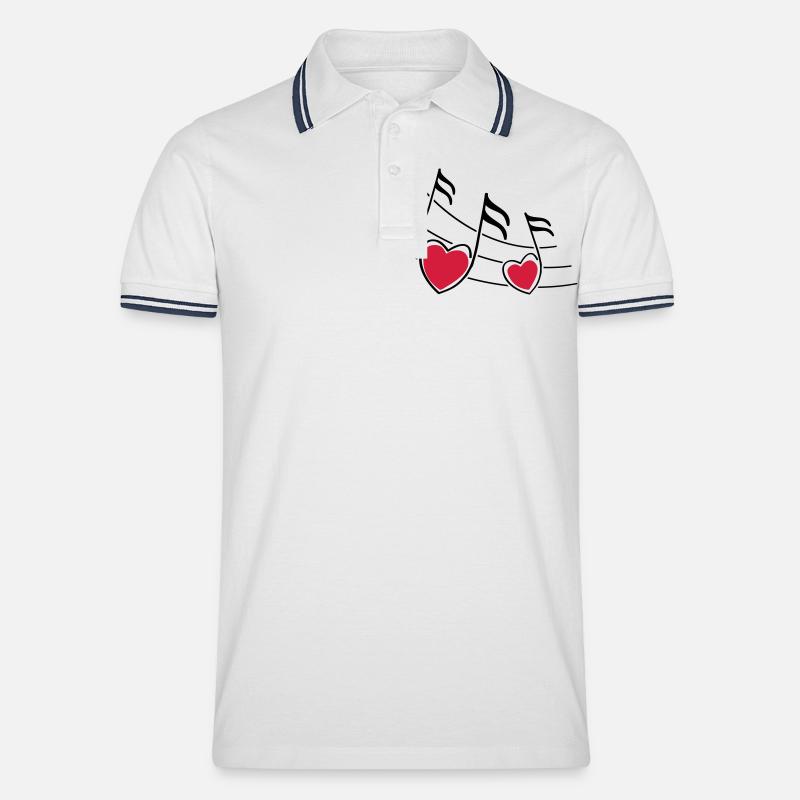 music hearts notes - Männer Tipped Poloshirt - Weiß/Navy
