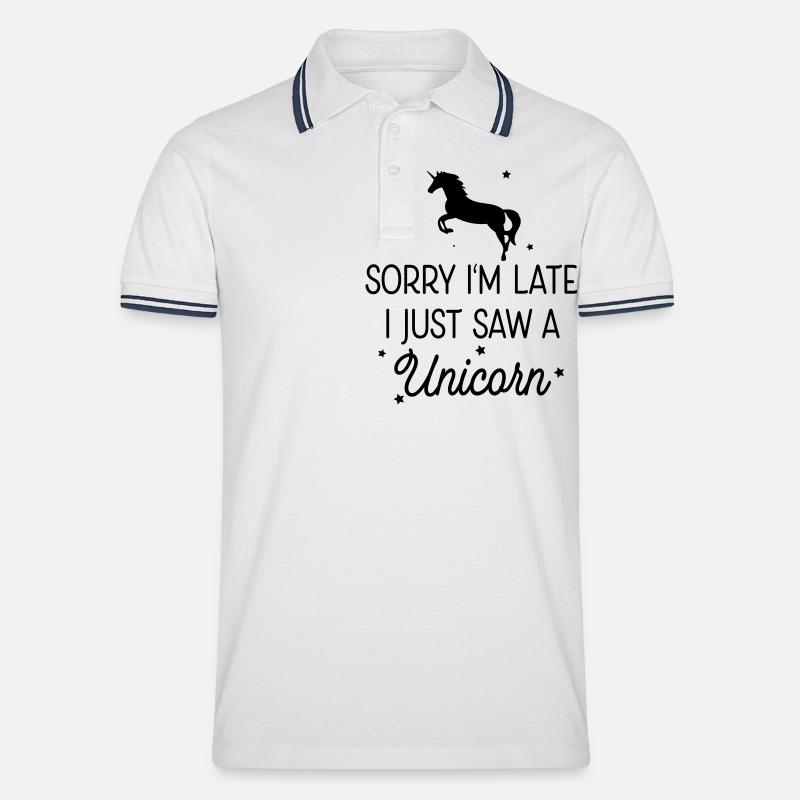 Einhorn - Männer Tipped Poloshirt - Weiß/Navy