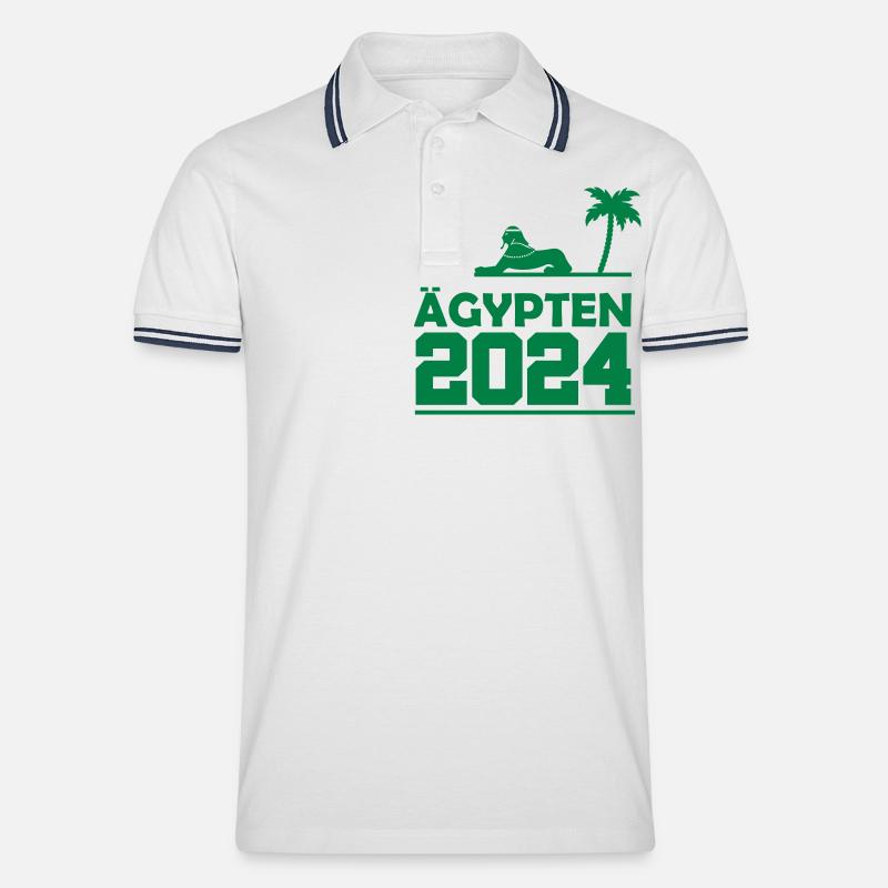 ägypten 2024 - Männer Tipped Poloshirt - Weiß/Navy