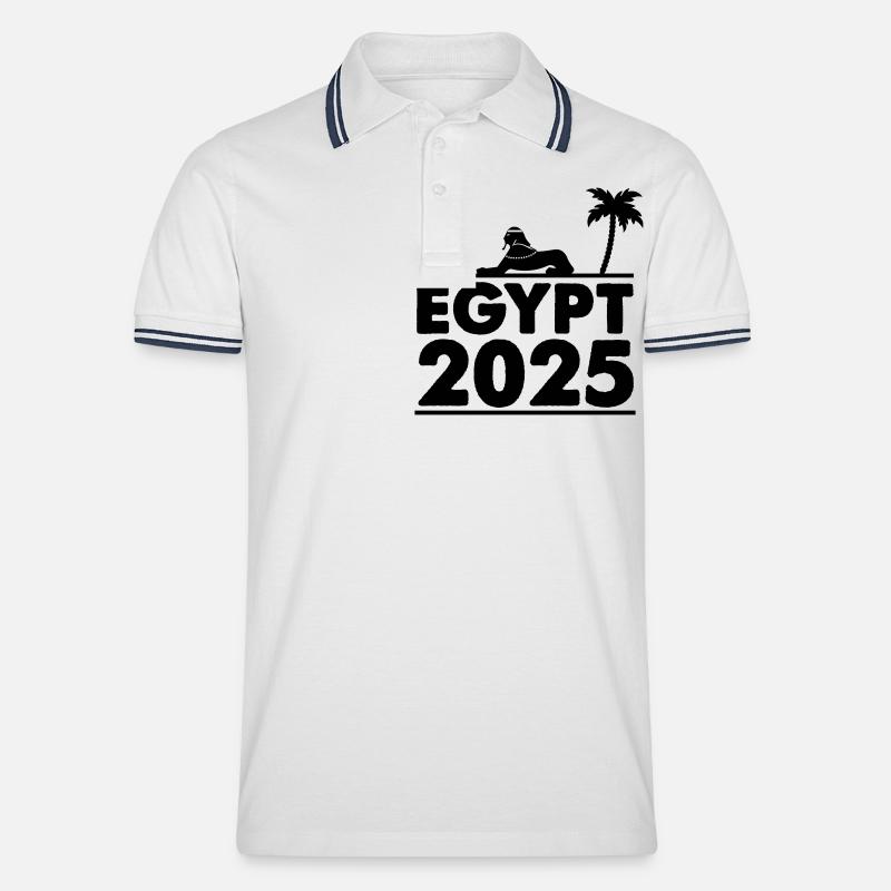 egypt 2025 - Männer Tipped Poloshirt - Weiß/Navy