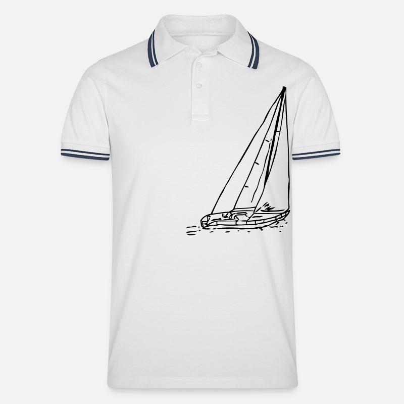 sailboat1 - Männer Tipped Poloshirt - Weiß/Navy