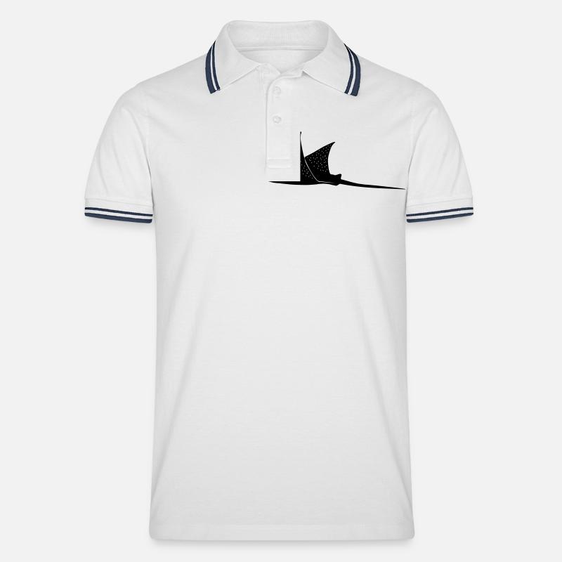 Adlerrochen im Modus Flug - Männer Tipped Poloshirt - Weiß/Navy