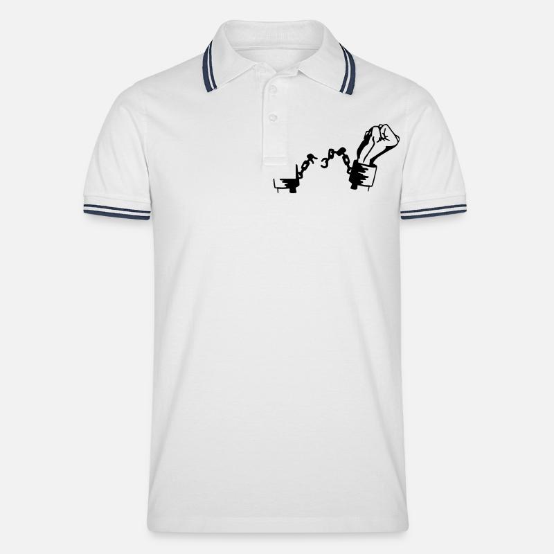 Befreiung Handschellen Vektor - Männer Tipped Poloshirt - Weiß/Navy