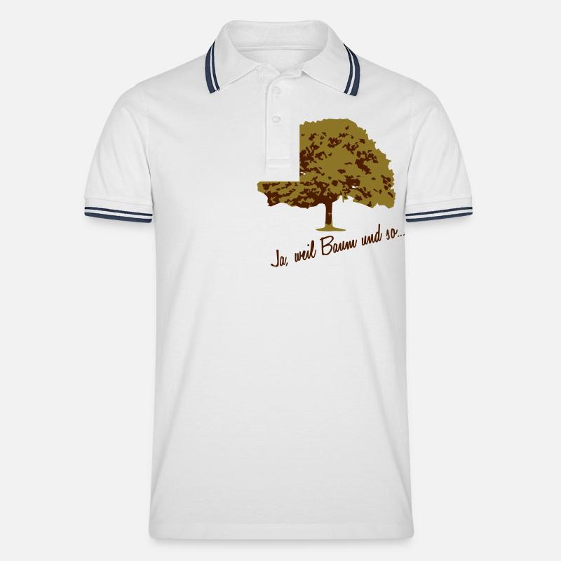 Baum - Männer Tipped Poloshirt - Weiß/Navy