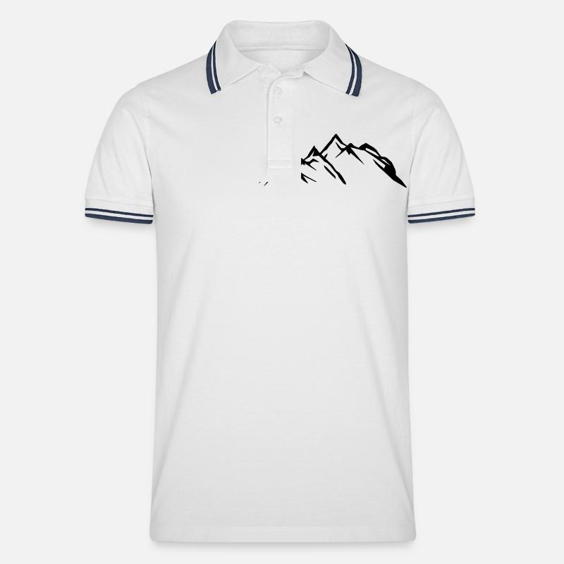 berge - Männer Tipped Poloshirt - Weiß/Navy