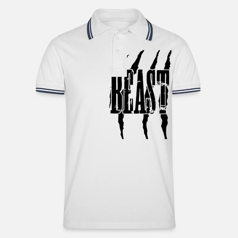 beast - Männer Tipped Poloshirt - Weiß/Navy