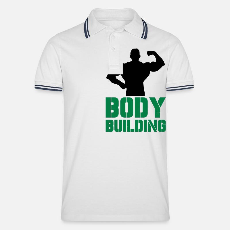 bodybuilding - Männer Tipped Poloshirt - Weiß/Navy