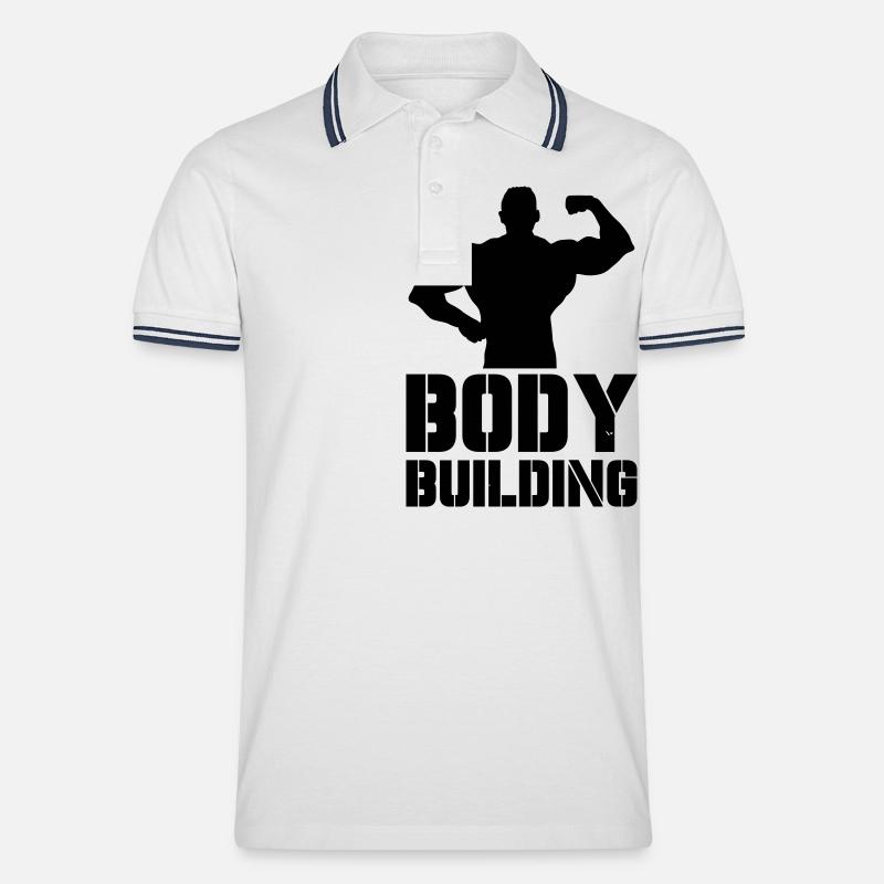 bodybuilding - Männer Tipped Poloshirt - Weiß/Navy