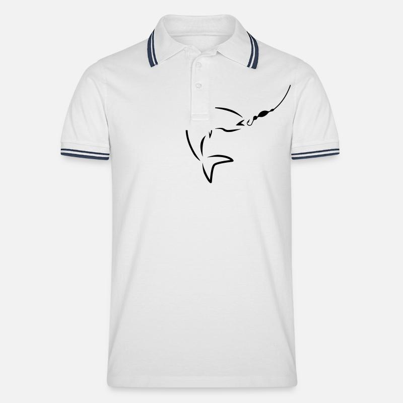 Fishing - Männer Tipped Poloshirt - Weiß/Navy