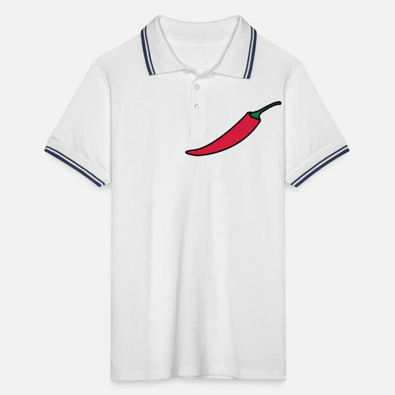 Chili / Chilli Vector Design Men's Tipped Polo Shirt