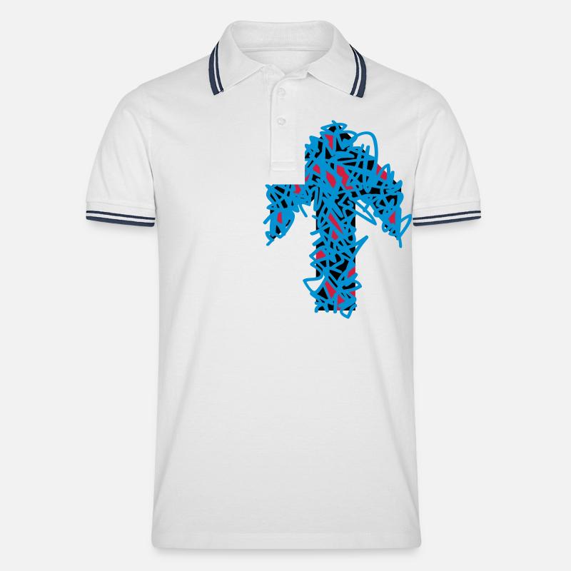 pfeil-nach-oben - Männer Tipped Poloshirt - Weiß/Navy