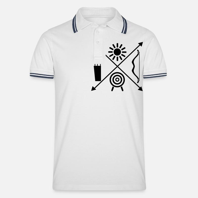 Bogensport - Männer Tipped Poloshirt - Weiß/Navy