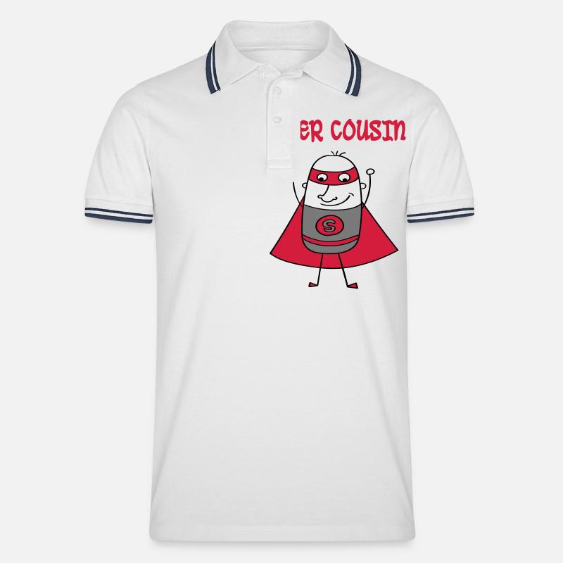 Super cousin - Männer Tipped Poloshirt - Weiß/Navy