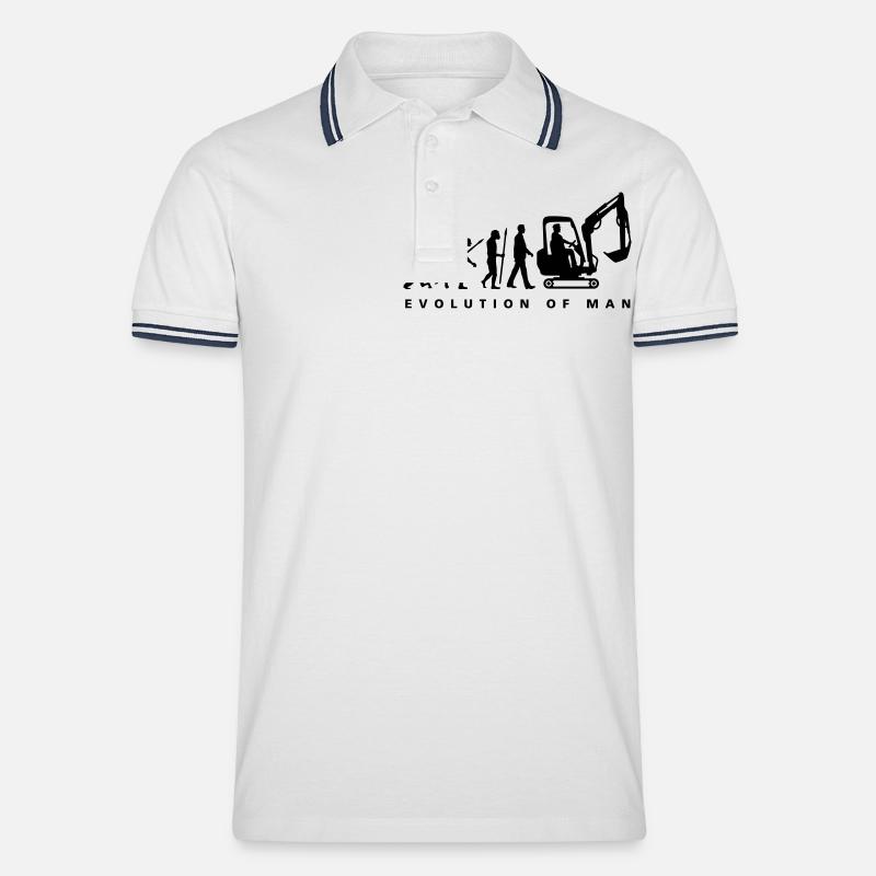 evolution_baggerfahrer_122013_a_1c - Männer Tipped Poloshirt - Weiß/Navy