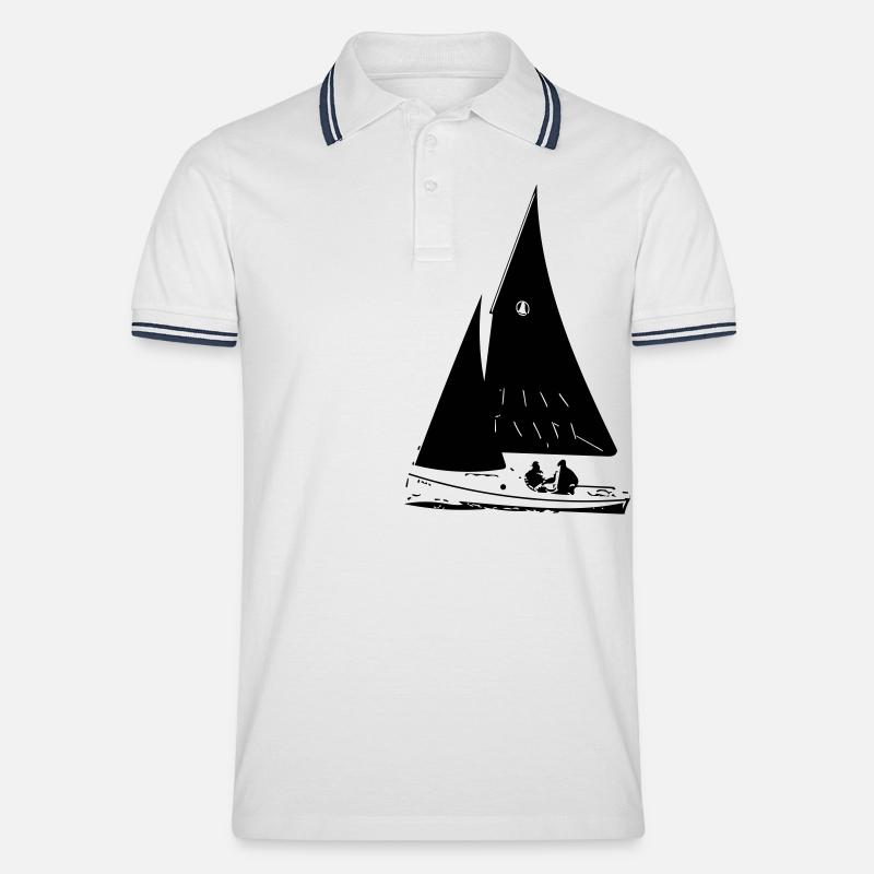 Segelboot - Männer Tipped Poloshirt - Weiß/Navy