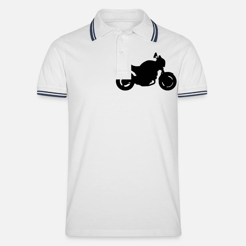  Monster - Männer Tipped Poloshirt - Weiß/Navy