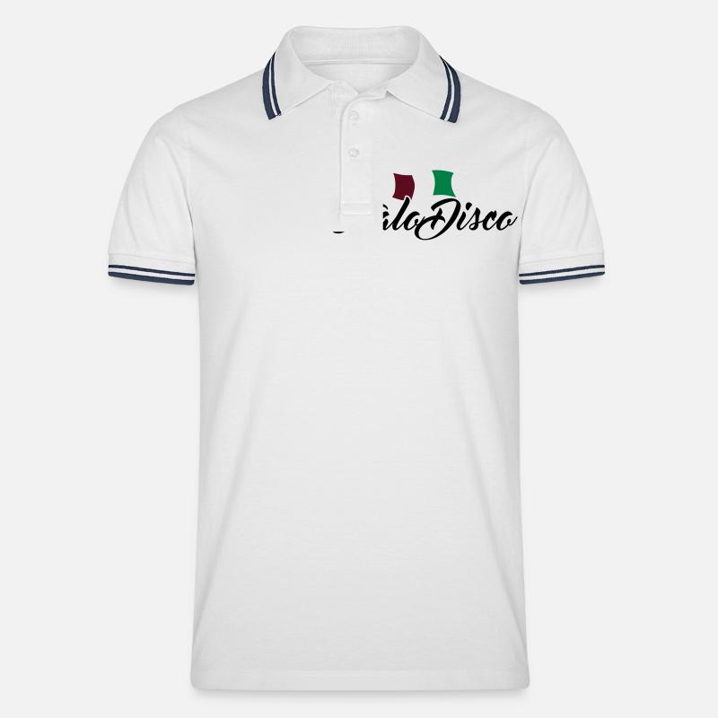 Italo Disco - Männer Tipped Poloshirt - Weiß/Navy
