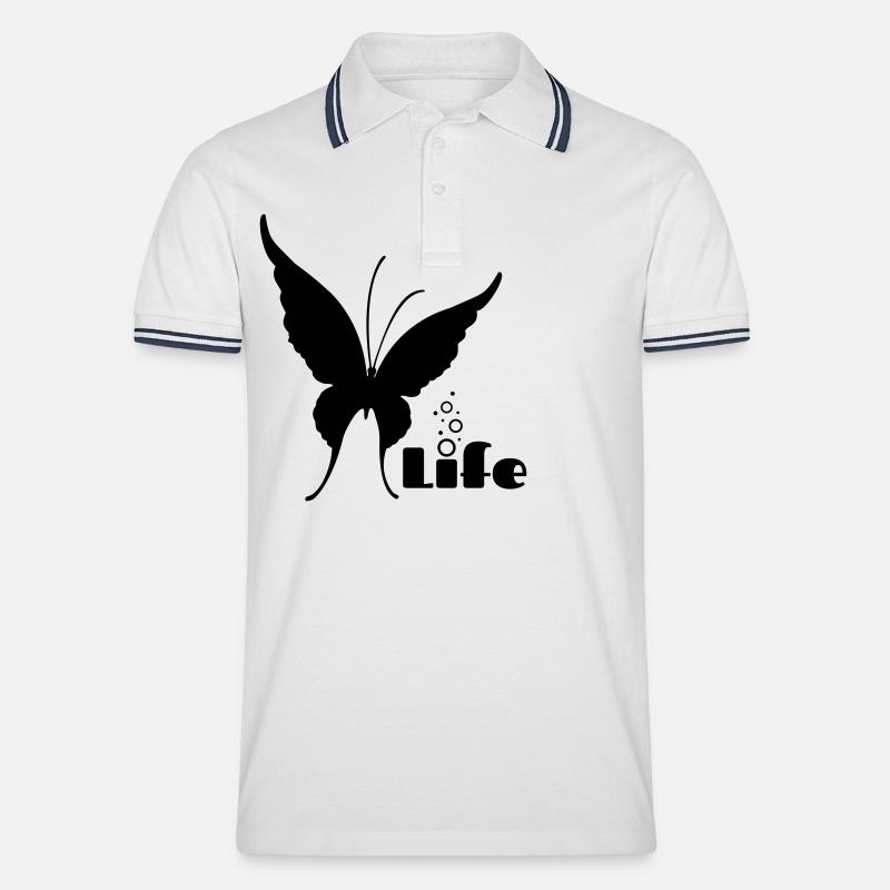 Life - Männer Tipped Poloshirt - Weiß/Navy