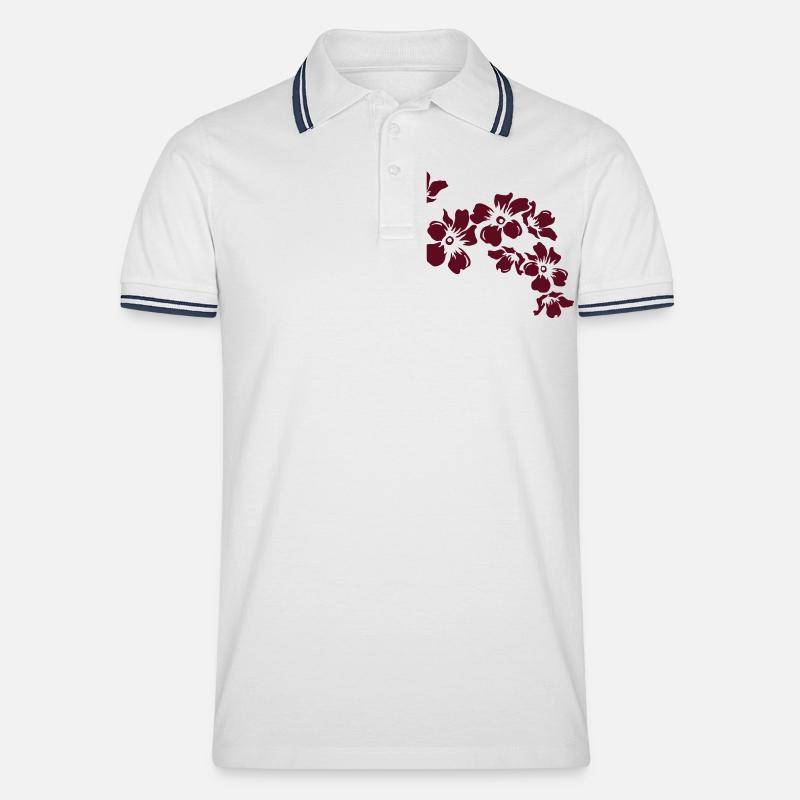 blumen - Männer Tipped Poloshirt - Weiß/Navy