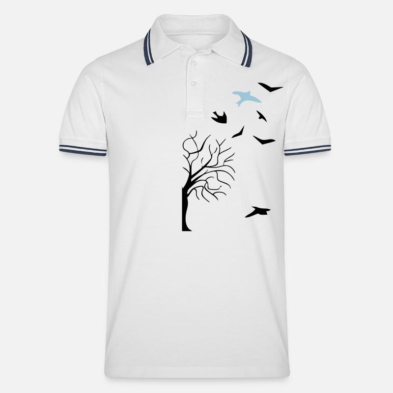 design - Männer Tipped Poloshirt - Weiß/Navy