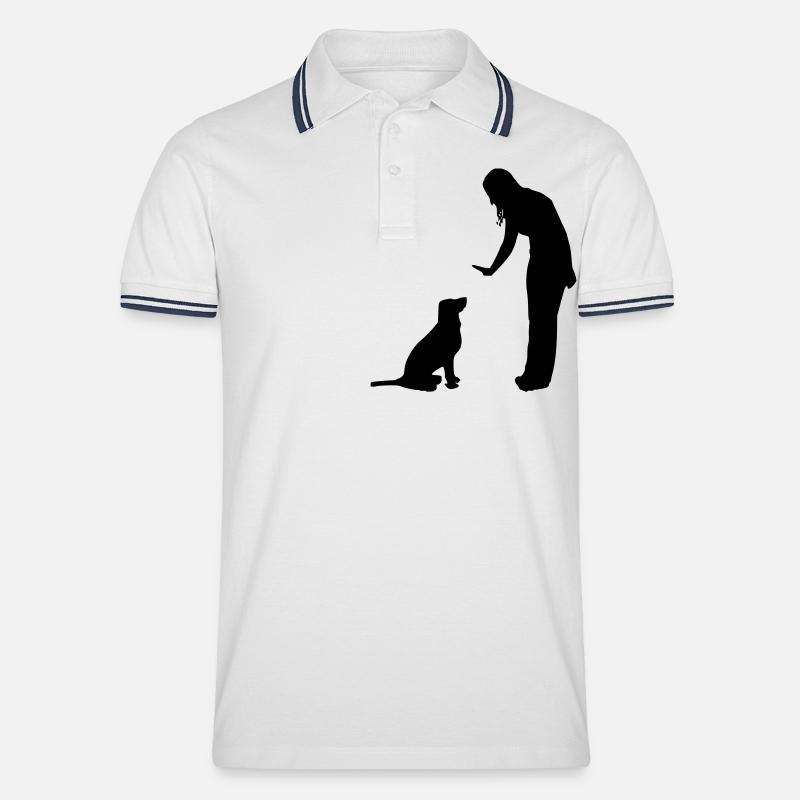 hundagility - Männer Tipped Poloshirt - Weiß/Navy